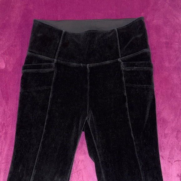 Athleta Black Women’s Velvet Elastic Waistband Fitted Leggings Pants Small - Picture 4 of 9